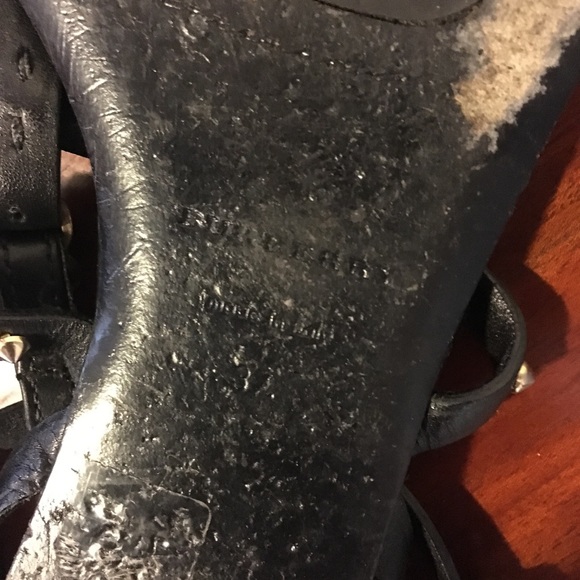 Burberry Black T Strap Studded Flat Sandals - Picture 6 of 7